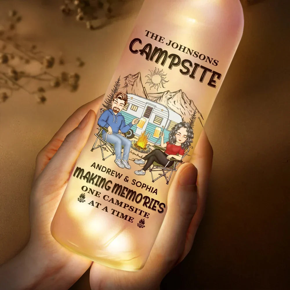 Personalized 'Husband & Wife Camping Partners' LED Bottle Light