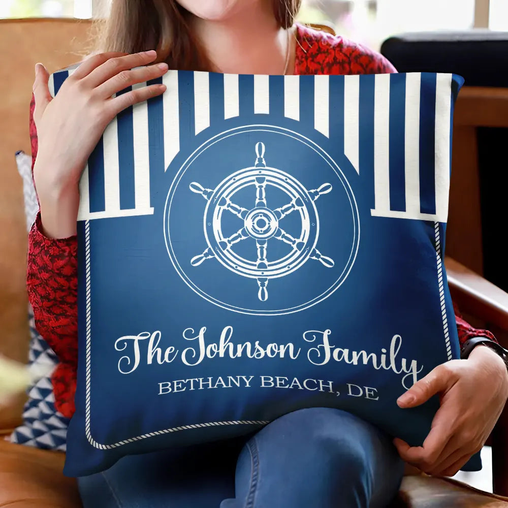 Personalized Beach or Lake House Pillow - Custom Family Name Gift
