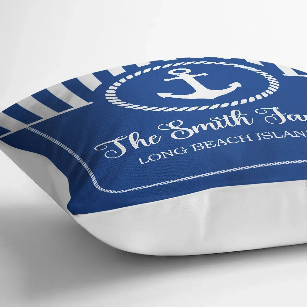 Personalized Beach or Lake House Pillow - Custom Family Name Gift