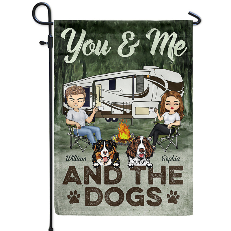 Personalized 'You & Me & The Dogs' Camping Garden Flag for Couples