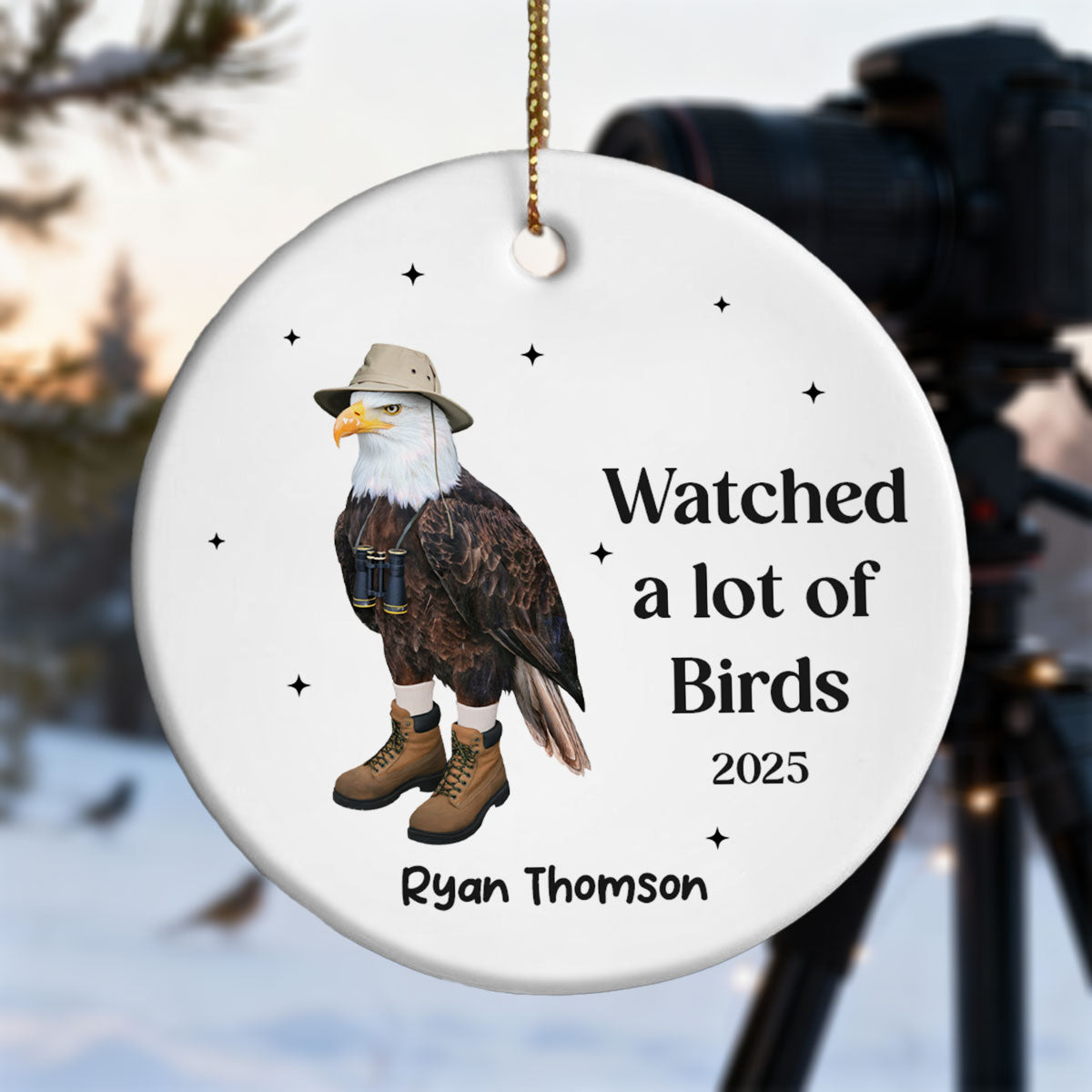 "Watched A Lot Of Birds" Personalized Ceramic Ornament - Custom Bird Watching Gift for Bird Lover