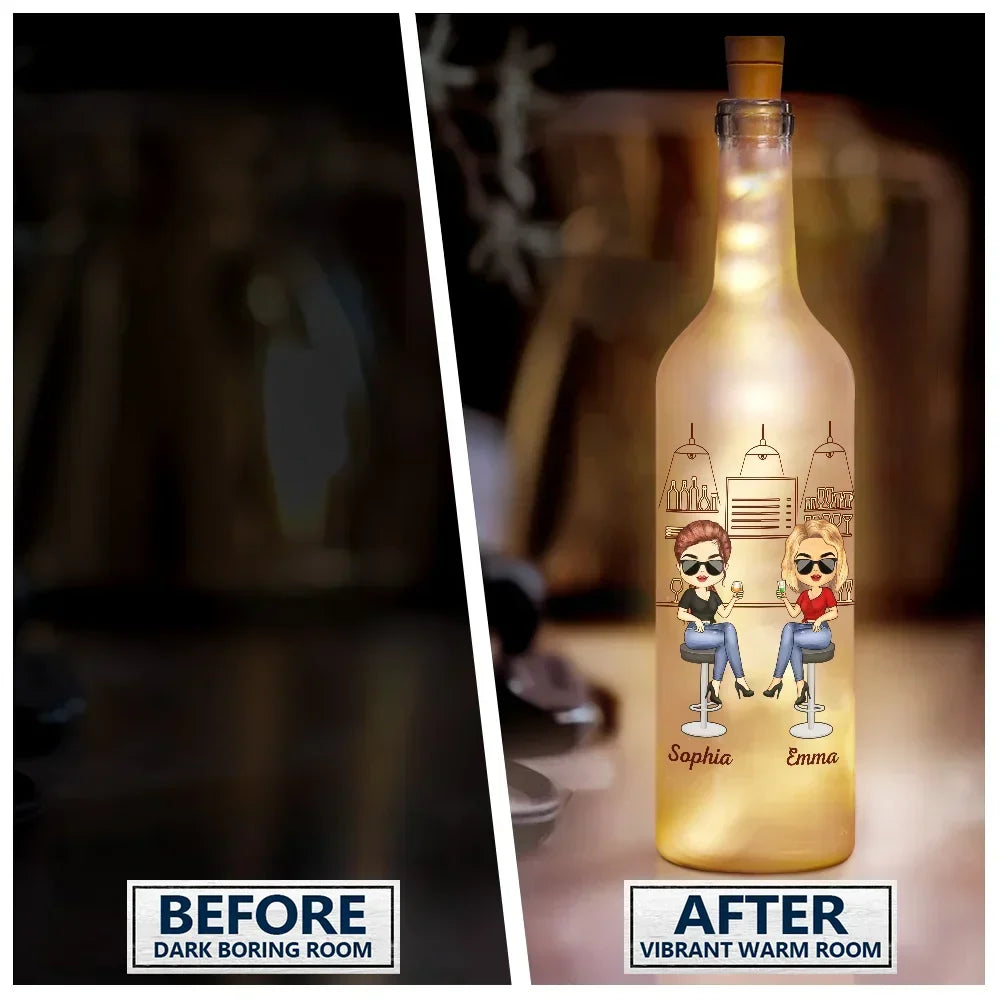 Personalized Funny Best Friend Bottle Light: Bonding Over Alcohol & Sanity
