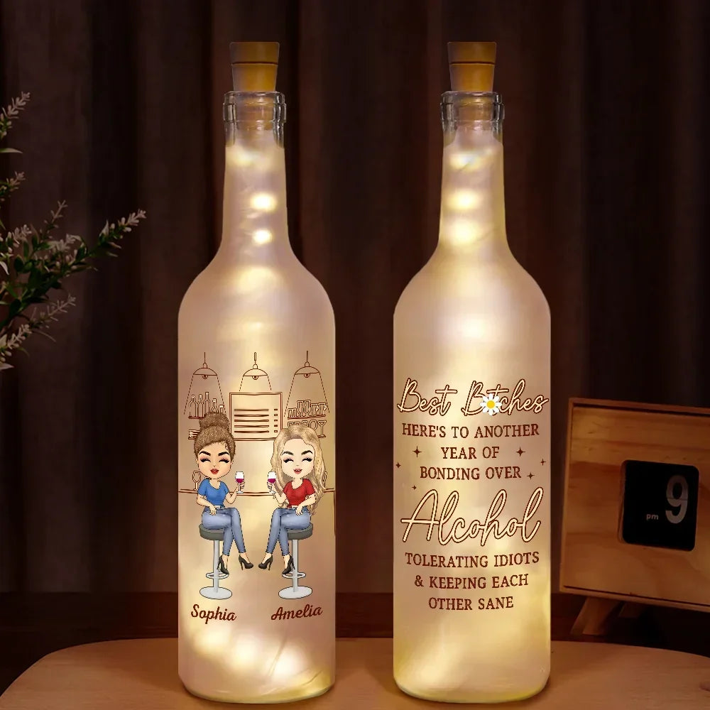 Personalized Funny Best Friend Bottle Light: Bonding Over Alcohol & Sanity