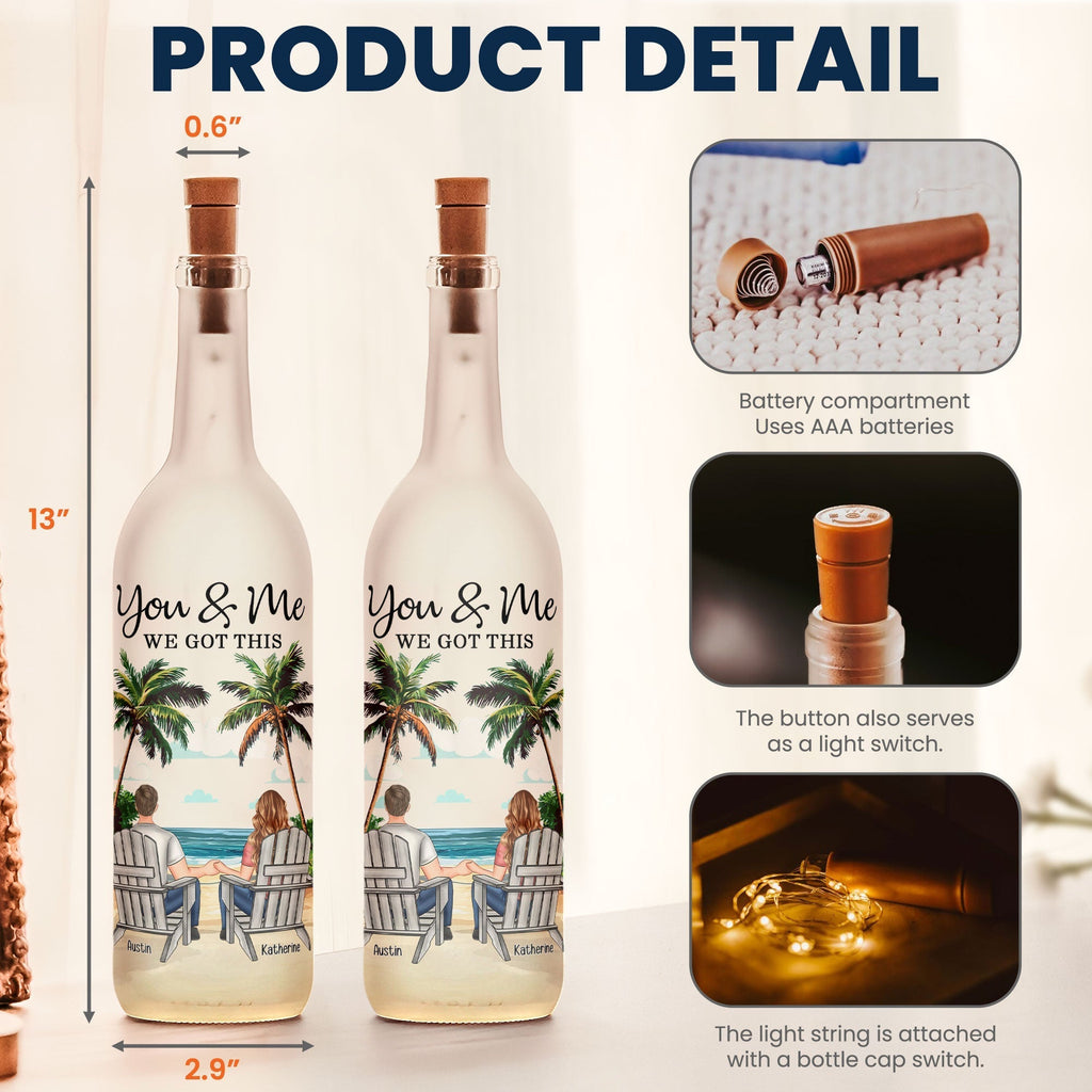 Heartfelt 'You & Me We Got This' Personalized Couple Bottle Light