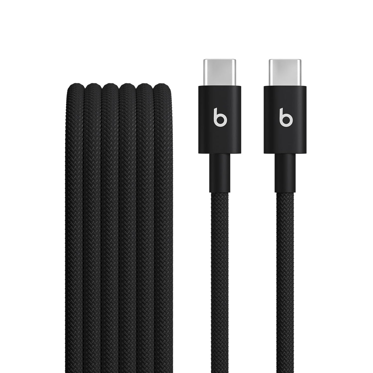 Beats USB-C to USB-C Woven Cable Fast Charging Durable/Tangle-Free Compatible Charger for Apple & Android Devices (1.5 m, 5 ft) - Bolt Black