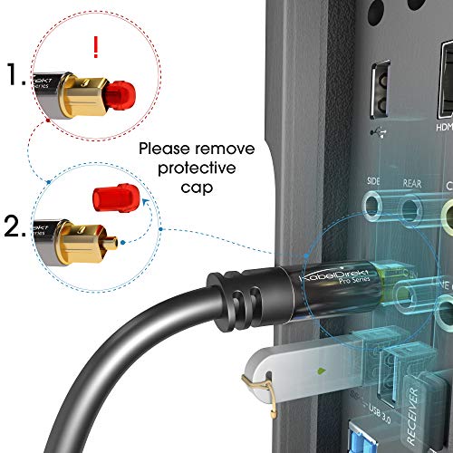 KabelDirekt – Optical Audio TOSLINK Cable – 6ft – Soundbar | Optical digital audio cable: Perfect for equipment with a TOSLINK interface (OPT In / OPT Out or S/PDIF In / S/PDIF Out)