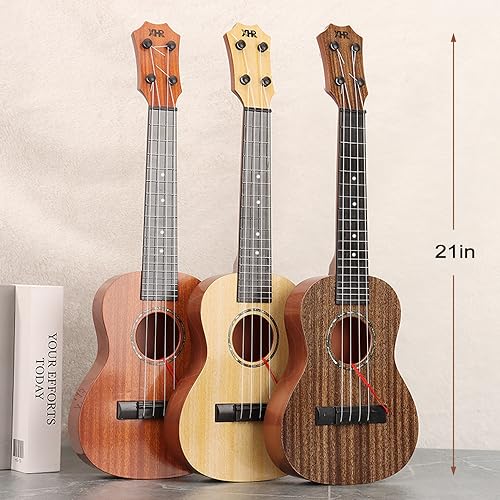 Raimy 17in Kids Ukulele Mini Guitar with Picks for Toddler Boys Girls | 4 Strings Children Musical Instruments, Educational Toys, Beginner Birthday Gift, Easy Strumming and Learning Fun (Mahogany)