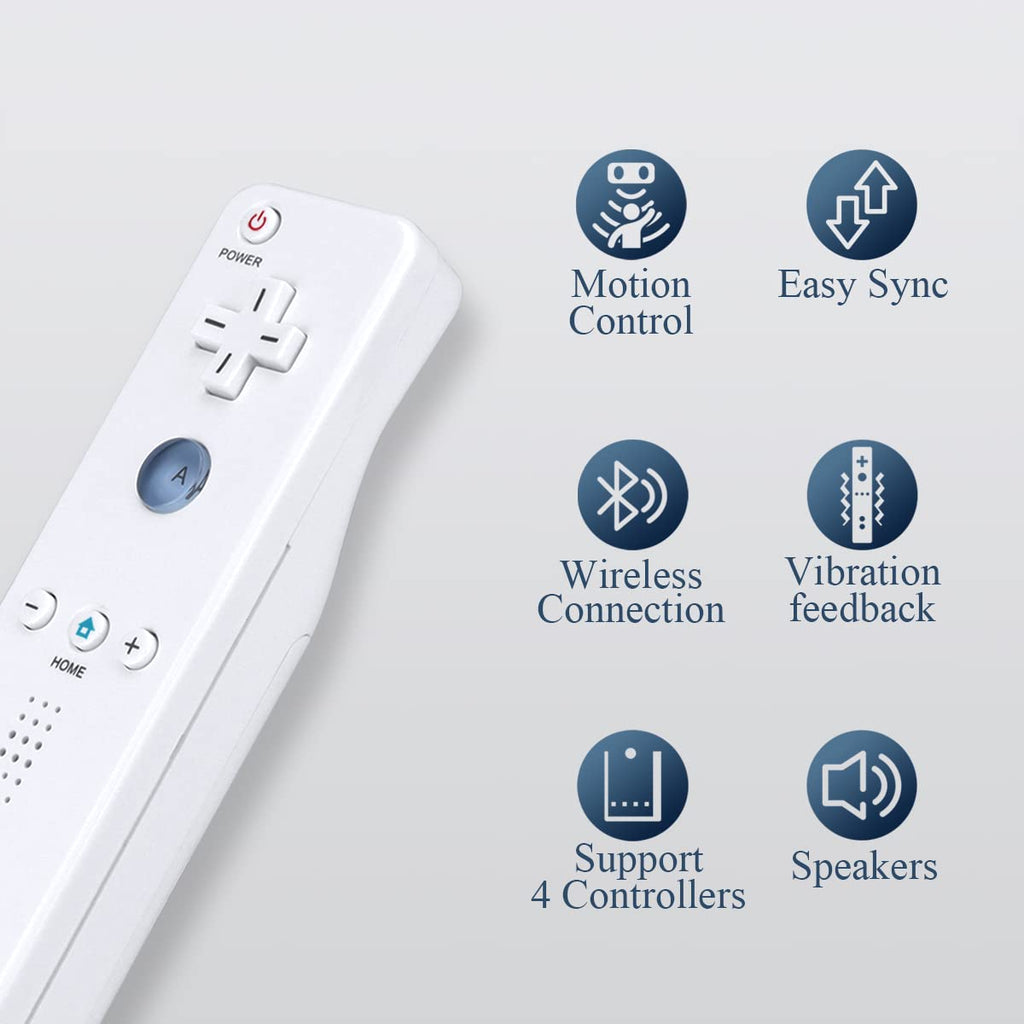 FASIGO Remote Controller with Nunchuck, Compatible with Nintendo Wii/Wii U | 2 Pack, White