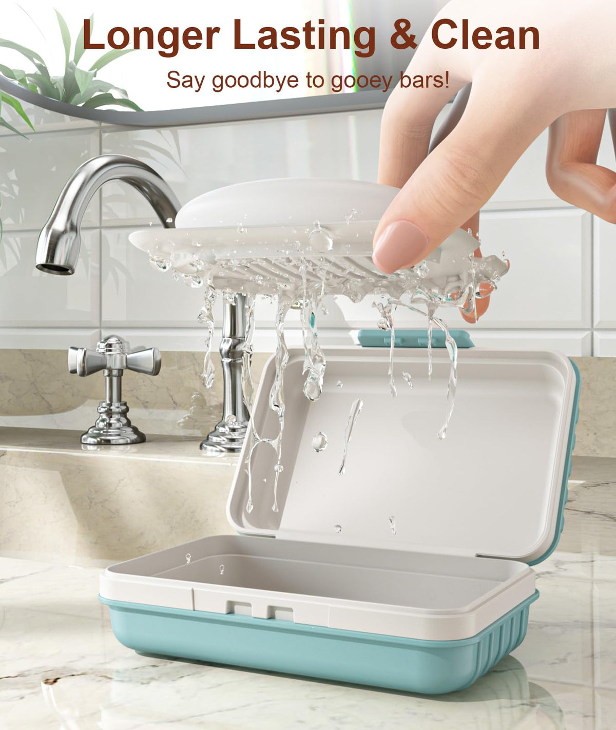 Quatish Leakproof Bar Soap Holder Dish with Lid for Shower, Portable 1 Pack Travel Soap Case Box for Gym, Camping, Hiking, Outdoor Use, Travel Size Toiletries Essentials, Keeps Soap Dry, Blue