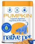 Native Pet Pumpkin for Dogs - Organic Dog Food Topper Powder - Promotes Firm Stools, Supports Digestive, Bowel Health & Nutrient Absorption - USDA Organic, Rich in Fiber with Real Pumpkin - 30 Scoops