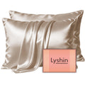 LYSHIN Silk Pillow Cases 2 Pack Standard Size with Zipper, Champagne | 19 Momme Mulberry Silk Pillowcase for Skin and Hair, Anti-Acne, Hypoallergenic, Cooling, Beauty Sleep, Gifts for Women