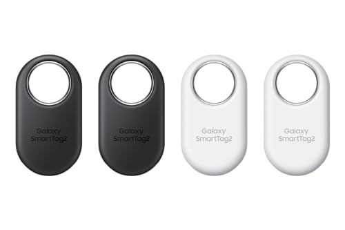 Samsung SmartTag2 (2023) Bluetooth + UWB, IP67 Water and Dust Resistant, Findable via App, 1.5 Year Battery Life (4-Pack) - Black/White (Global Edition, No US Warranty)