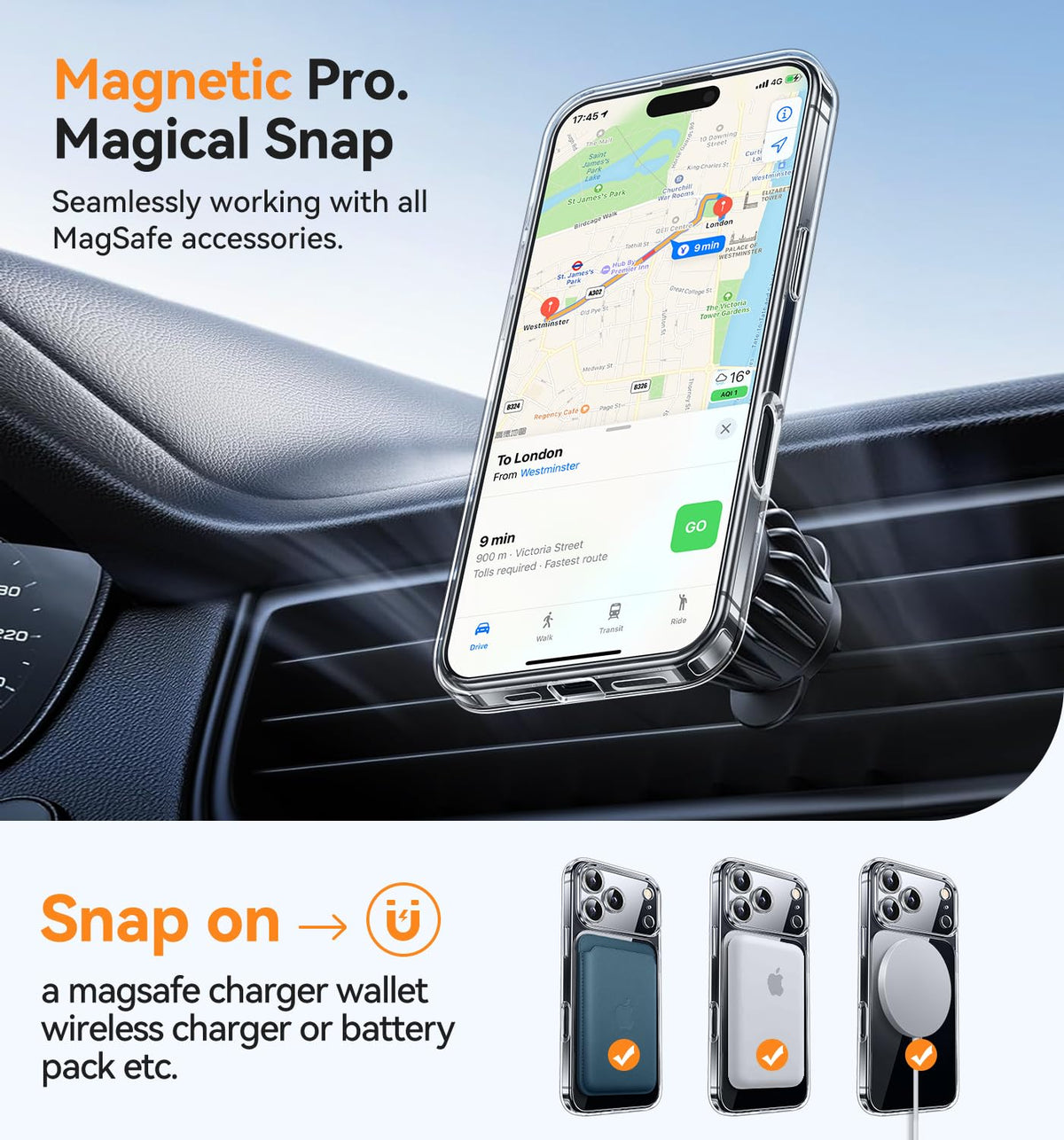 CANSHN Magnetic Shockproof for iPhone 18 Pro Case, Clear | Full Camera Protection, Compatible with MagSafe, Crystal Clear, Military-Grade Protection, Scratch Resistant, Slim Fit