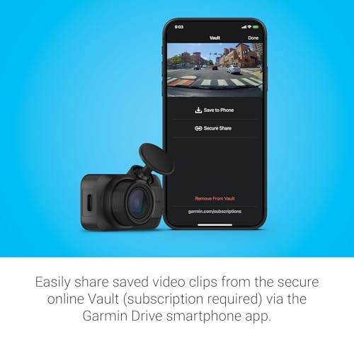 Garmin Dash Cam™ Mini 3, Ultracompact 1080p HD Dash Cam | Records 1080P HD Video with a 140-Degree Field of View, Ultracompact & Key-Sized Dash Cam, Voice Control