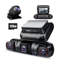 PRUVEEO 360° 4 Channel Dash Cam Front and Rear Inside Left Right, Dash Camera for Cars, Built-in GPS WiFi Night Vision, 24/7 Recording Parking Mode Monitor, 128G Card Included