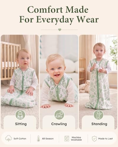 Yoofoss Baby Sleep Sack 0-6 Month 0.5TOG 100% Organic Cotton 2-Way Zipper | Wearable Blankets Toddler Sleeping Sack 3 Pack, Comfy Soft Lightweight