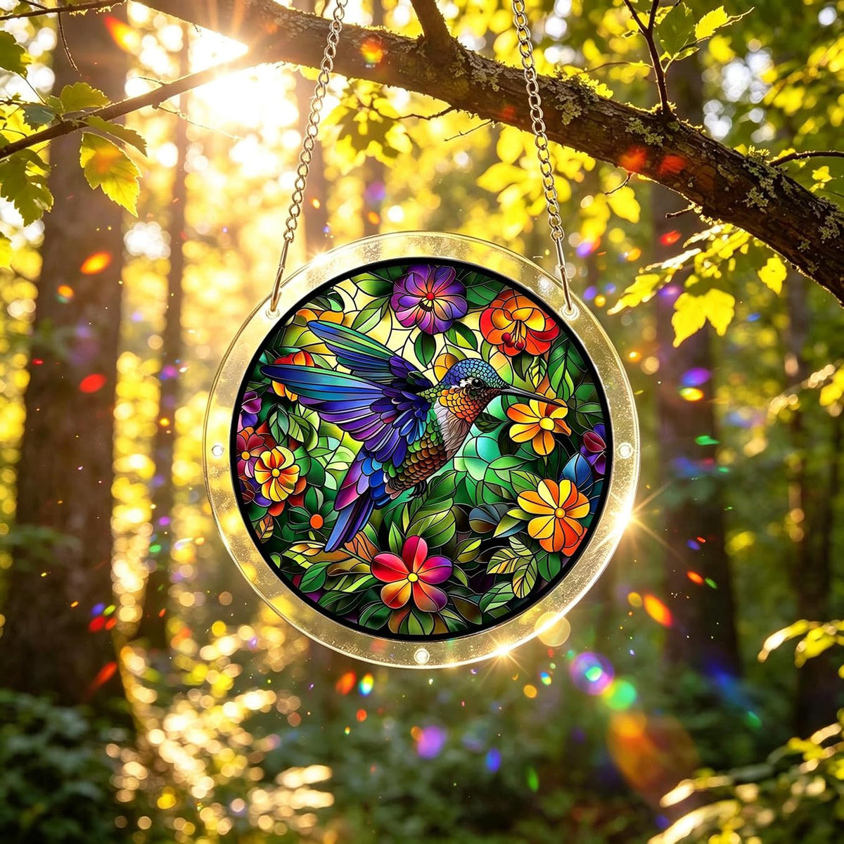 Hummingbird 83 Piece Acrylic Jigsaw Puzzle,DIY Hanging Sun Catcher Puzzle | Stained Glass Acrylic Suncatcher Puzzle,Home Garden Decoration,DIY Puzzles Window Hanging