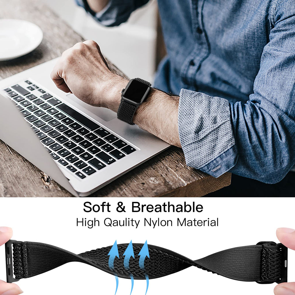 Lerobo Stretchy Nylon Band Compatible with Apple Watch Bands for Women Men | Soft Solo Loop Sport Strap for iWatch Series 12 11 10 9 8 7 6 5 4 3 2 1 SE Ultra 38/40/41/42/44/45/46/49mm, Breathable