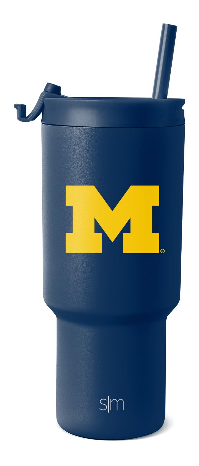 Simple Modern Michigan Wolverines Tumbler with Straw | 30oz | Collegiate | Trek Officially Licensed University of Michigan Insulated Water Bottle, Travel Mug | Football Gift for Men, Dad, Him, Her