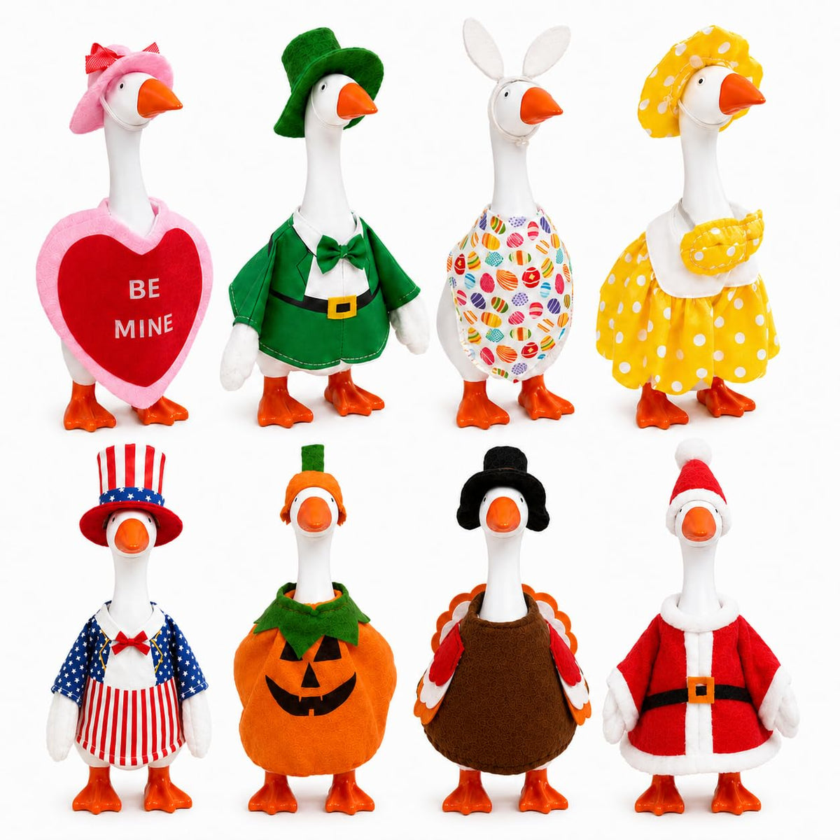 8 Pack Desk Goose Outfits 7 Inch, Seasonal Desk Goose Holiday Outfits | Mini Desk Goose Clothes Set for Halloween, Thanksgiving, Christmas, Fit All Year Holidays, Gifts for Goose Lovers