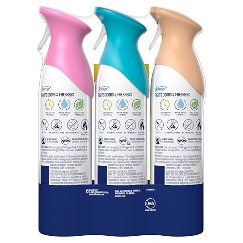 Febreze Air Mist, Air Freshener, Odor Fighting Room Spray, Deodorizer for Home Bathroom Kitchen Office Apartment, Soothe & Restore, Refresh & Energize, Romance & Desire Variety Pack, 8.1oz (Pack of 3)