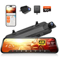 WOLFBOX G930 10'' 4K Rear View Mirror Camera with 64GB Card,5.8GHz WiFi | Dash Cam Front and Rear with WDR,Touch Screen Rearview Mirror Backup Camera,Night Vision,Parking Monitor,Reverse Assist,GPS