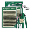 KEYYOU Flora Lash Clusters Kit Flaunt D Curl Natural Lashes 132pcs Lash Extension Kit 8-18mix Lash Clusters Fluffy Lashes with Ultra-Thin Soft Band with Remover Waterproof Bond and Seal(F01 Kit)