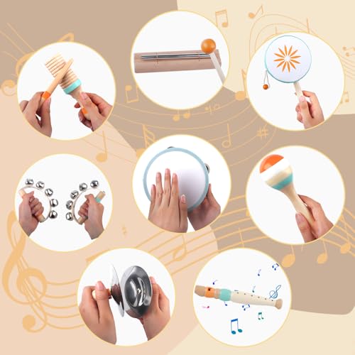 Toddlers Musical Instruments-Baby Montessori Wooden Toys for 18 Month+ | Kids Percussion Instruments Musical Toy for Preschool Kids,Christmas Birthday Gift for Baby Boys Girls