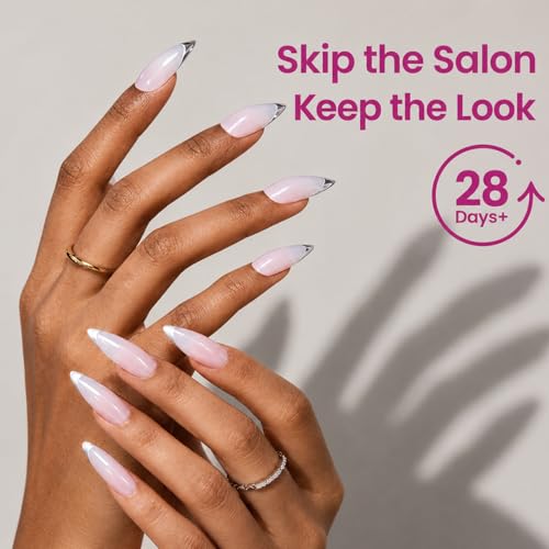 Beetles Tipex Lite Instant Apex Nail Tips, Medium Stiletto, 16 Sizes(00-14) | No Builder Gel Needed, Etched-free Acrylic Nails for DIY Salon-look False Nail Extensions, Full Cover Soft Gel Tips