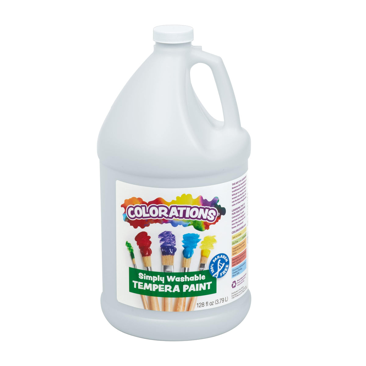 Colorations Paraben-Free Washable, Vibrant White Tempera Paint, 1 Gallon | Non-Toxic and Made in the USA