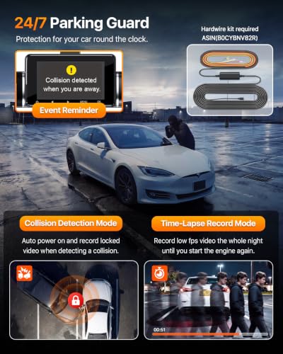 Icesky 4K Dash Cam Front and Rear Left Right with GPS, 20MB/s WiFi 6 | Include 128GB SD Card, G-Sensor, 5.8GHz WiFi6, Parking Mode, 8 IR Lights, 4K Front 1080P Rear/Left/Right, 360° 4 Channel