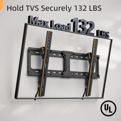 IWORKBOARD 55 65 75 85 inch Tilting TV Wall Mount for 32-90 '' TVs, Low Profile TV Mount Bracket, Safe Lock & Quick Release,Max VESA 600x400mm, 24 inch Studs,132 lbs, Fit Most 55+ 75+ 85+ 86 TVs