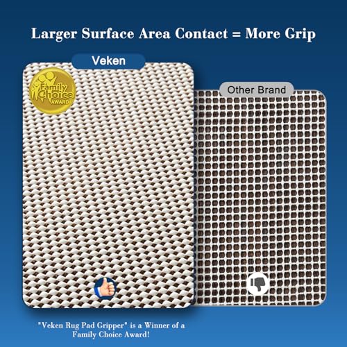 Veken Non Slip Rug Pad Gripper for Hardwood Floors, Strong Anti Slip and Skid Mat, Keep Rugs Safe and in Place for Tile, Carpet Liner Grippers Under Area Rugs, 2x3 Ft Pads