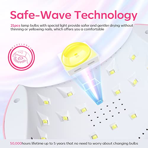 Modelones UV Nail Lamp 48 W Nail Dryer with 3 Timer Settings | UV Light for Gel Nails LED Nail Lamp Professional UPF99+ UV Protection Gloves for Art Manicure
