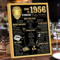 Benjia 1956 Poster Framed UK, Happy 70th Birthday Sign Card Party Decor Supplies Home Decoration Birthday Gift 70 Years Old Wedding Newspaper For Men Women (8x10 inch, Black Gold)