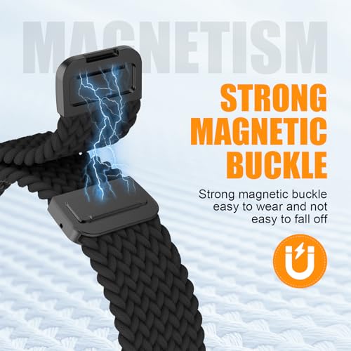 Magnetic Braided Stretchy Loop - Compatible with Apple Watch Band Women Men | 42mm 46mm 40mm 41mm 44mm 45mm 38mm 49mm Sport Solo Loop,Elastic Fabric Nylon Strap for iWatch 12 11 10 9 8 7 6 5 4 3 SE Ultra