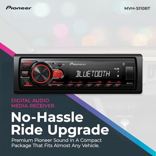 Pioneer MVH-S110BT 1-Din Digital Media Car Stereo with Bluetooth | Digital Media Receiver, USB Input, 50W x 4 Output, AM/FM Radio, iPhone & Android Compatible, Front & SW RCA Output