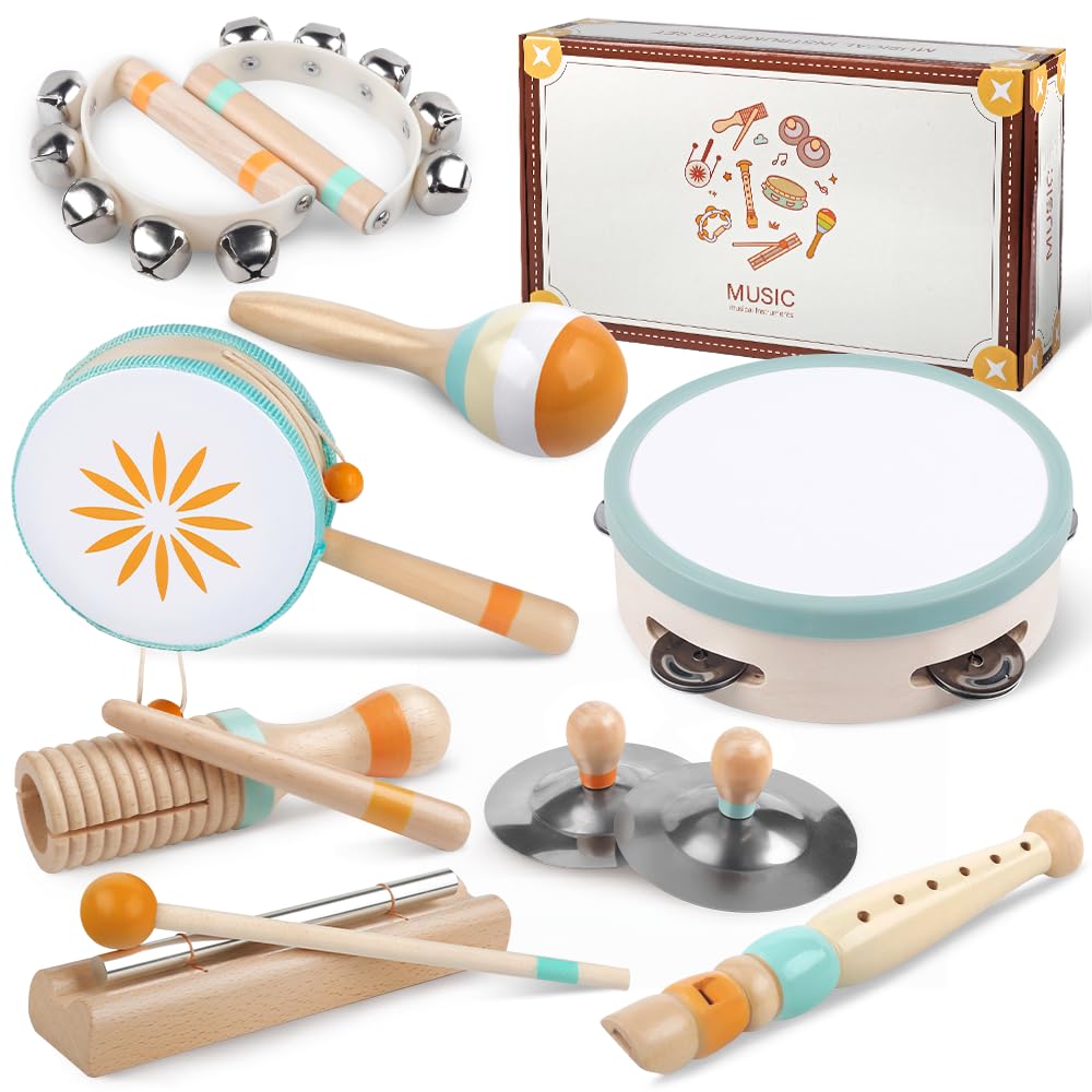 Toddlers Musical Instruments-Baby Montessori Wooden Toys for 18 Month+ | Kids Percussion Instruments Musical Toy for Preschool Kids,Christmas Birthday Gift for Baby Boys Girls