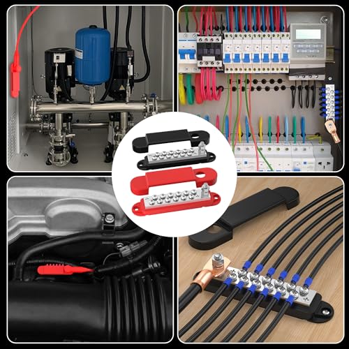 RVBOATPAT Power Distribution Block 12V 150A 1/4" Stud Marine Bus Bar 12 Volt DC Battery Busbar for Boat Automotive Solar Wiring