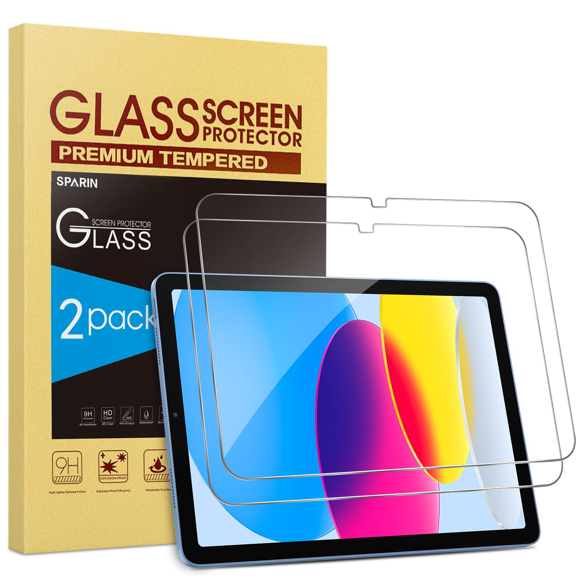 SPARIN 2 Screen Protector for iPad A16 /10th Gen 2025/2022, [11’’/10.9’’] | 2 Pack for iPad 11th/10th Gen, Tempered Glass, Case Friendly, Anti-Scratch, Touch Sensitive, Apple Pencil Compatible