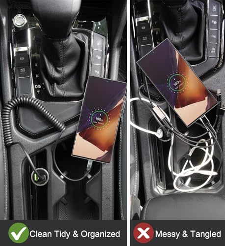 USB C Cable 3ft 2Pack USB C to USB C Charger Cable for Car, Coiled Type C