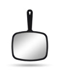 Gladmart 10.3" L x 7.4" W Hand Mirror for Home and Barber, Black | Hand Mirrors with Handle, Barber Accessories, Hair Salon Supplies, Distortion-Free Glass, Makeup Mirror for Women Men