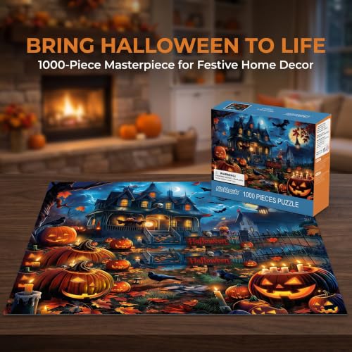 Nattork Jigsaw Puzzle 1000 Pieces for Adults, Halloween Haunted House,Challenging Adult Puzzles for Halloween Decor & Gift