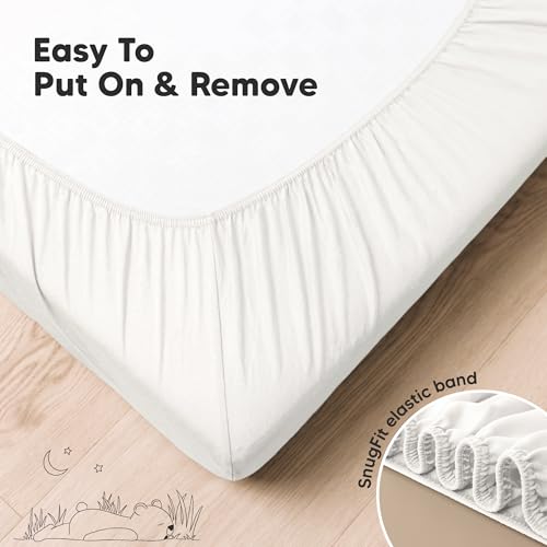 KeaBabies 2pk Organic Cotton Crib Sheets for Boys Girls 52x28, Soft White | Soft Breathable Fitted Crib Mattress Sheet Neutral, Cozy Cover for Baby Bed Set, Toddler Mattress, Cute Prints