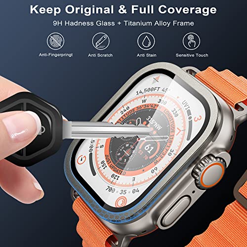 WSKEN for Apple Watch Ultra 4/3/2/1 Screen Protector - Touch Sensitive | Keep Original, Titanium Alloy Frame + 9H Tempered Glass, Lightweight Protective Glass Film for iwatch Ultra 4/3/2/1 49mm