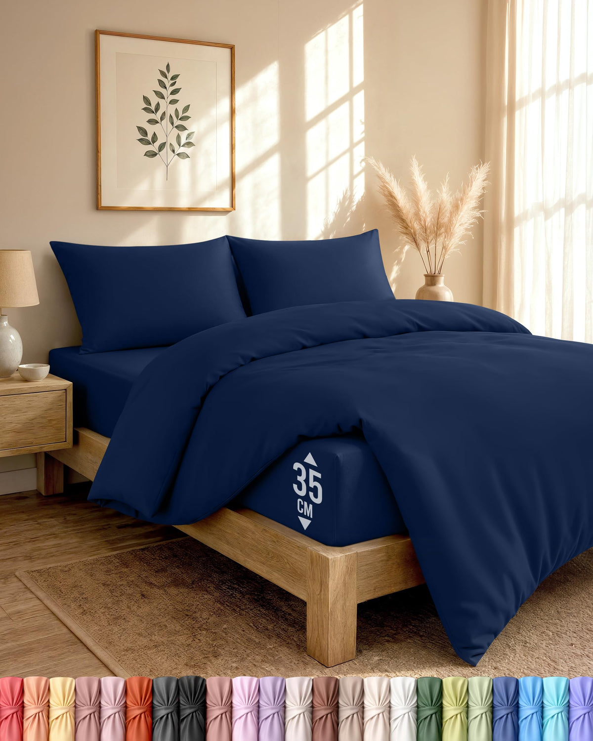 Utopia Bedding Double Duvet Cover, Fitted Sheet with Pillow Cases (Navy) | Duvet Cover, Fitted Sheet with 2 Pillow cases 50x75 – OekoTex Certified Soft Brushed Microfiber