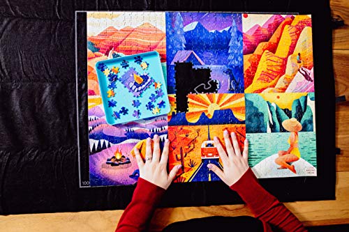 Buffalo Games - Roll-Up Puzzle Mat - Felt Saver Mat, Fits Up to 1500pc | Bigger In-Progress Puzzles, Solid Expandable Core, 3 Velcro Straps, Thick Felt Surface, Puzzle Storage, For Adults
