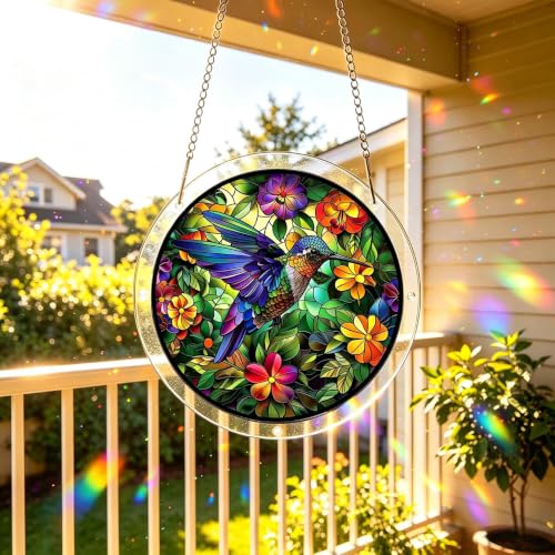 Hummingbird 83 Piece Acrylic Jigsaw Puzzle,DIY Hanging Sun Catcher Puzzle | Stained Glass Acrylic Suncatcher Puzzle,Home Garden Decoration,DIY Puzzles Window Hanging