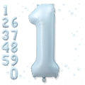 40 Inch Blue Number 1 Balloon for Boys 1st Birthday Decorations | Large Light Sky Baby Blue Helium Foil One Balloons Numbers Self Inflating for Boys Girls Baby Shower Anniversary Decorations