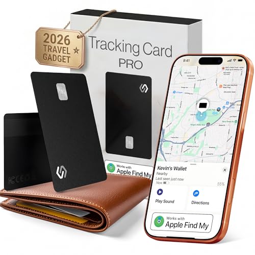 SPOTMINDERS Apple MFi Certified Wallet Tracker PRO Works with Apple Find My IP68 Rechargeable Tracking Card for Wallet Luggage Passport 0.07in Slim Credit Card Design Item Finder